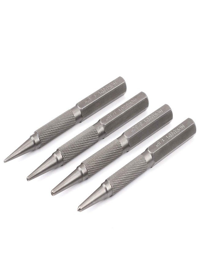 HORUSDY Professional 4-Piece Nail Setter and Centre Punch Set, Steel Construction, 1/32-3/32 Inch Nail Sets, Textured Grip, Wood Working Tools - Image 1